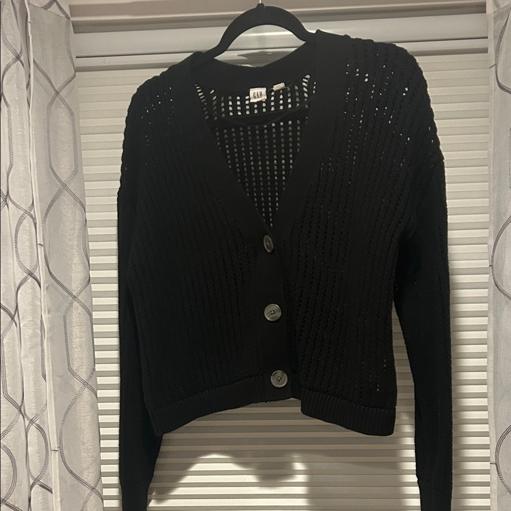 Gap Black Knit Cardigan Sweater size large